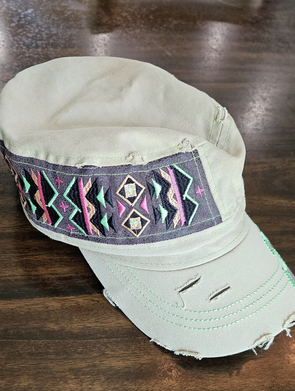 Way West Beige Embroidered  Cap - Women Accessories